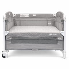ODV9030 Aluminum Baby Crib with Lowering Side Rail – Light Grey & White