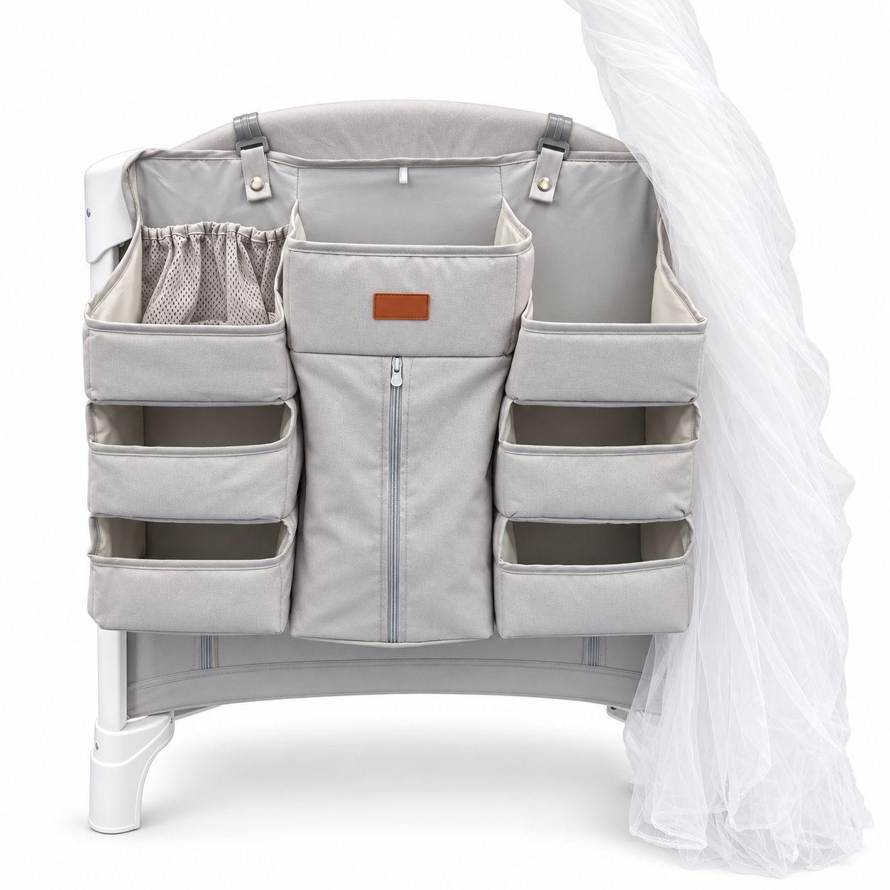 ODV9030 Aluminum Baby Crib with Lowering Side Rail – Light Grey & White