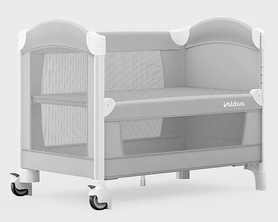 ODV9030 Aluminum Baby Crib with Lowering Side Rail – Light Grey & White