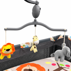 ODV9021 Aluminum Baby Crib with Lowering Side Rail – 120cm, Animal Prints