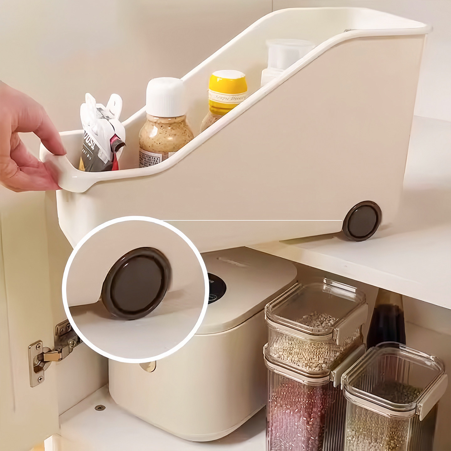 Rollable Cabinet Kitchen Storage Box For Pots Spice Lids Space Saving Organizer Tray,Ningbo YoungHome Houseware Co., Ltd.,Rollable Cabinet Kitchen Storage Box For Pots Spice Lids Space Saving Organizer Tray
