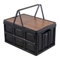 Collapsible Large‑Capacity Outdoor Camping Storage Bin with Wooden Lid,Ningbo YoungHome Houseware Co., Ltd.,Collapsible Large‑Capacity Outdoor Camping Storage Bin with Wooden Lid