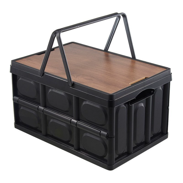 Collapsible Large‑Capacity Outdoor Camping Storage Bin with Wooden Lid,Ningbo YoungHome Houseware Co., Ltd.,Collapsible Large‑Capacity Outdoor Camping Storage Bin with Wooden Lid