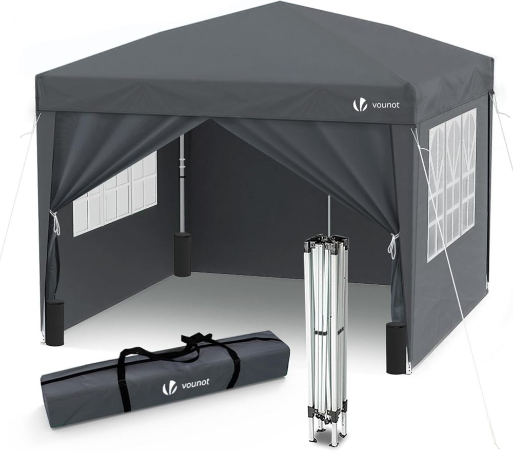 Carpa Plegable Gazebo 3x3m con 4 Paredes y 4 Bolsas de Arena, Cenador Pabellón de Jardín para Camping, Fiestas, Exterior, Color Azul