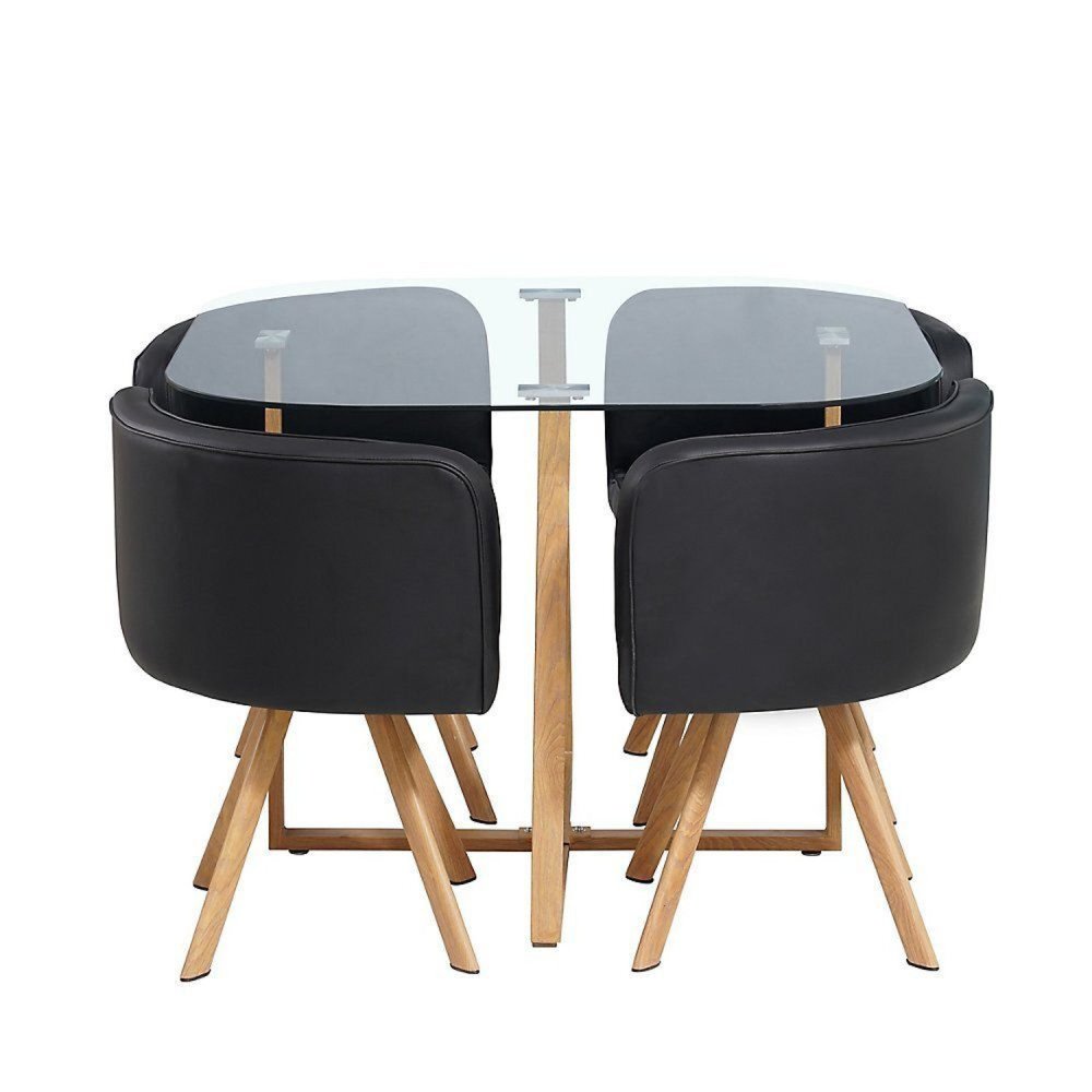 Juego de mesa de comedor (incluye 4 sillas + mesa de cristal)
