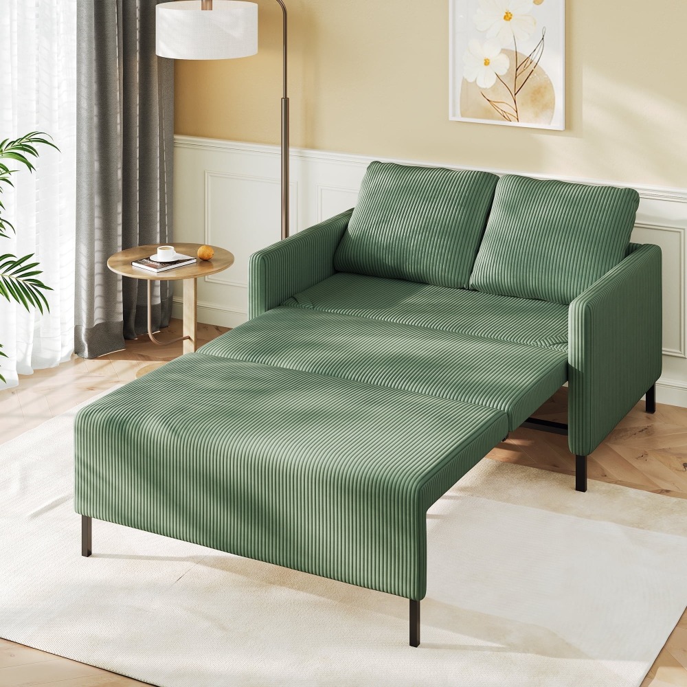 Sofá Cama Convertible de Chenille, Loveseat para 2 Personas con Brazos Modernos