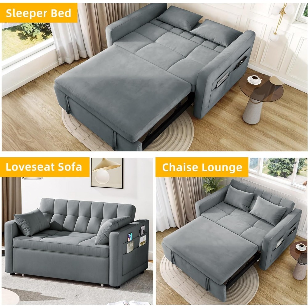 Sofá cama de 55 pulgadas, sofá cama convertible, sofá cama combinado 3 en 1