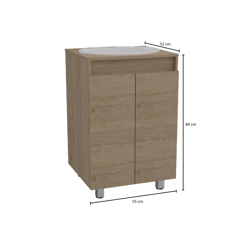 Combo Smart: Sanitario Smart Redondo Blanco De Una Pieza + Mueble Esencial A Piso De 55 Cm, Con Lavamanos + Grifería  + Accesorios  4 Piezas