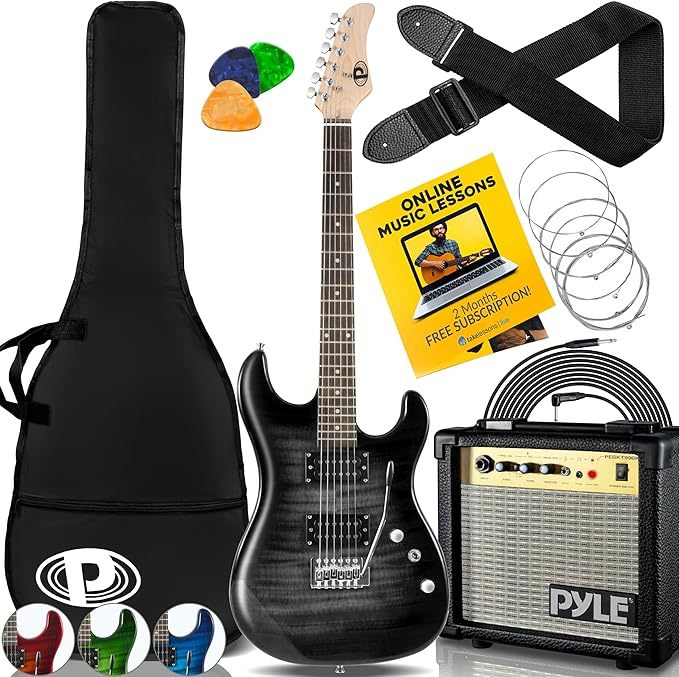 Guitarra Eléctrica con Amplificador, Madera Maciza, Incluye Accesorios Ideal para Principiantes, Tamaño Completo, Humbucker, 3 Vías, Rojo Madera