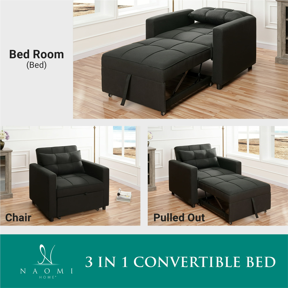 Sillón cama 3 en 1 para adultos, sofá cama extraíble