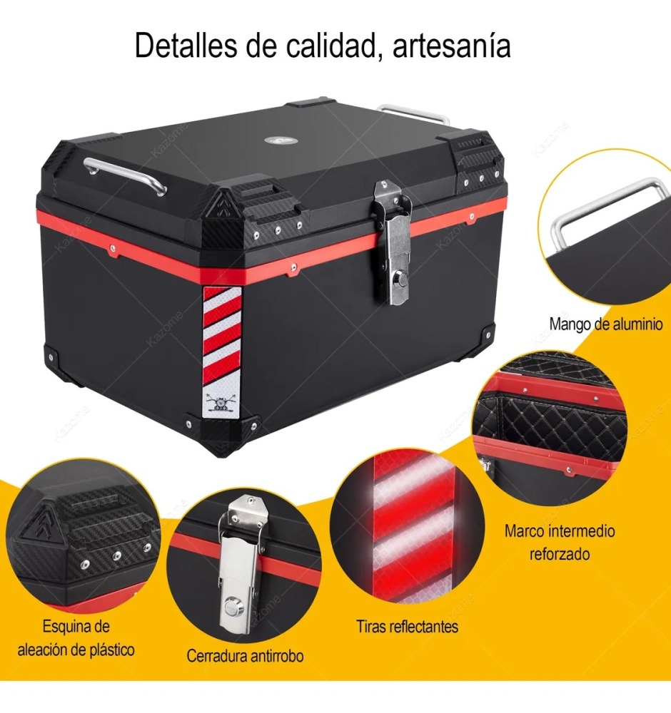65 L Cajas Para Moto Top Case Impermeable Acomodar 2 Cascos