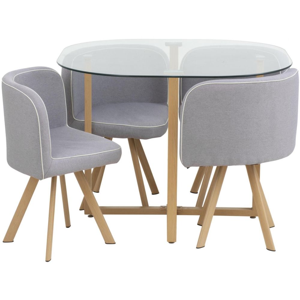Juego de Comedor Graph 4 Puestos de Vidrio 100x100x75 cm