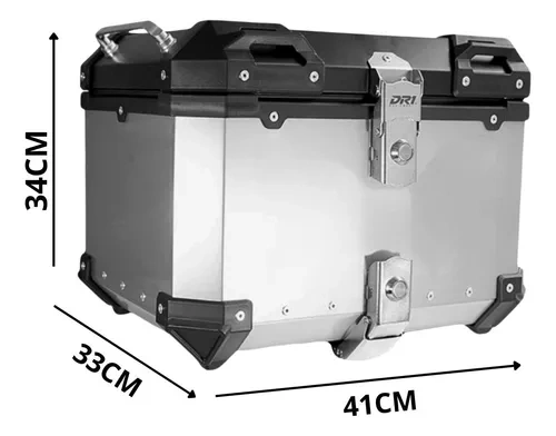 Maletero de motocicleta de 45 litros, de aluminio gris y desmontable