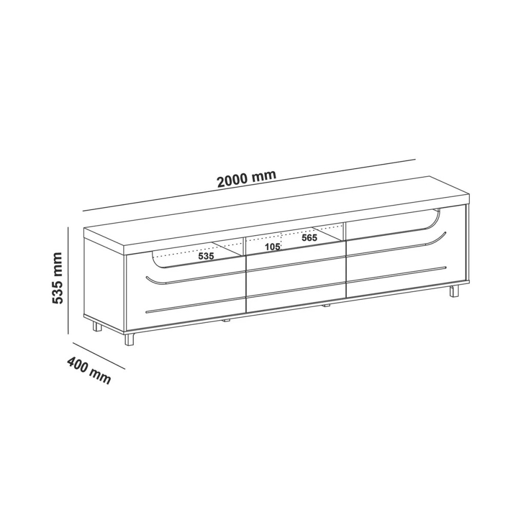 Mueble Para Tv 75 En Mpd 200cm Con Soporte Pino Con Blanco