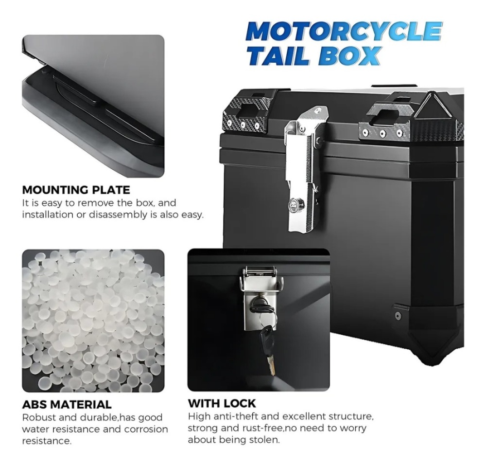 Baul Trasero Caja Moto Abs Respaldo Acojinado 45l