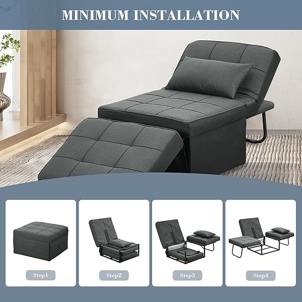 Sofá cama convertible, sillón cama futón multifuncional 4 en 1