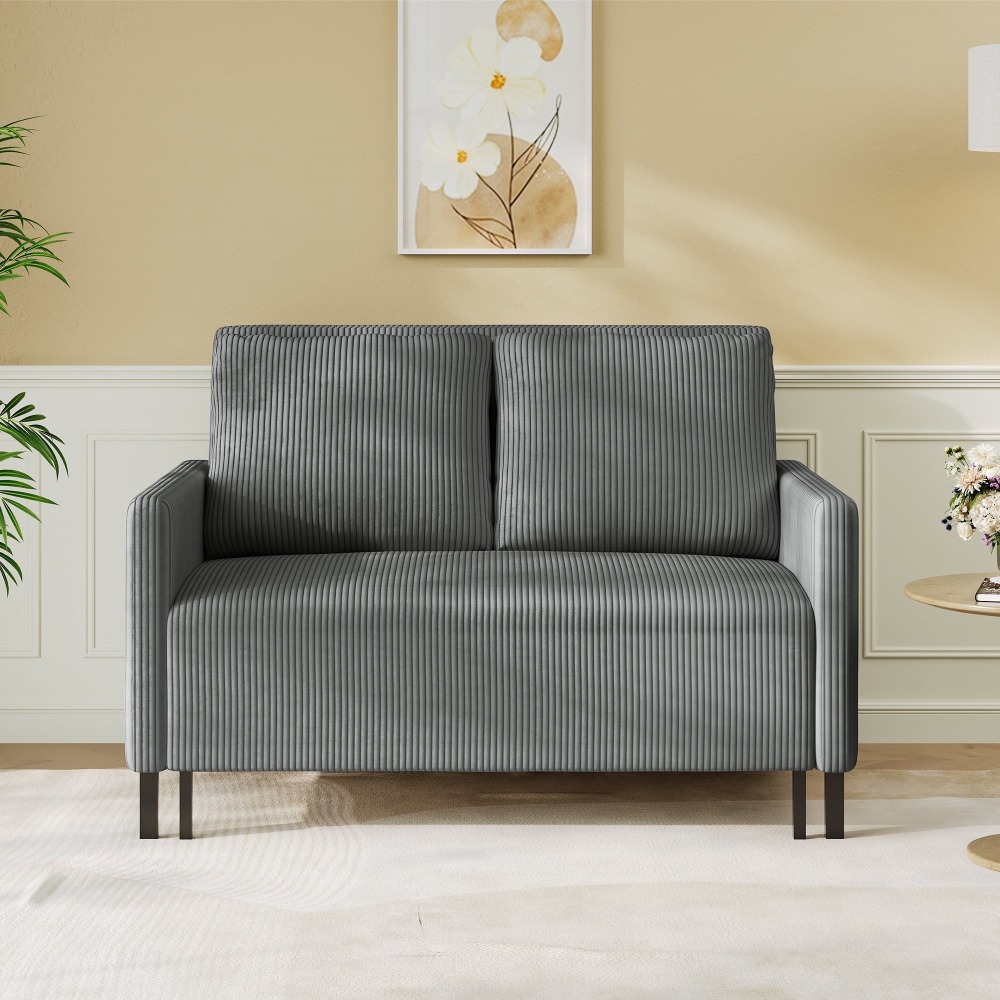 Sofá Cama Convertible de Chenille, Loveseat para 2 Personas con Brazos Modernos