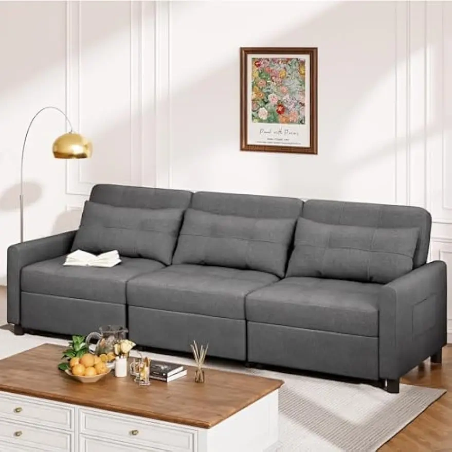 Sofá cama convertible seccional, sofá cama con bolsillo, sofá cama extraíble de 84"