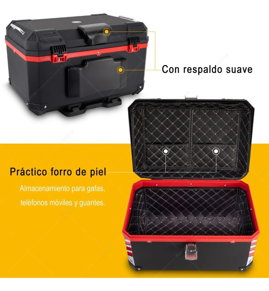 65 L Cajas Para Moto Top Case Impermeable Acomodar 2 Cascos