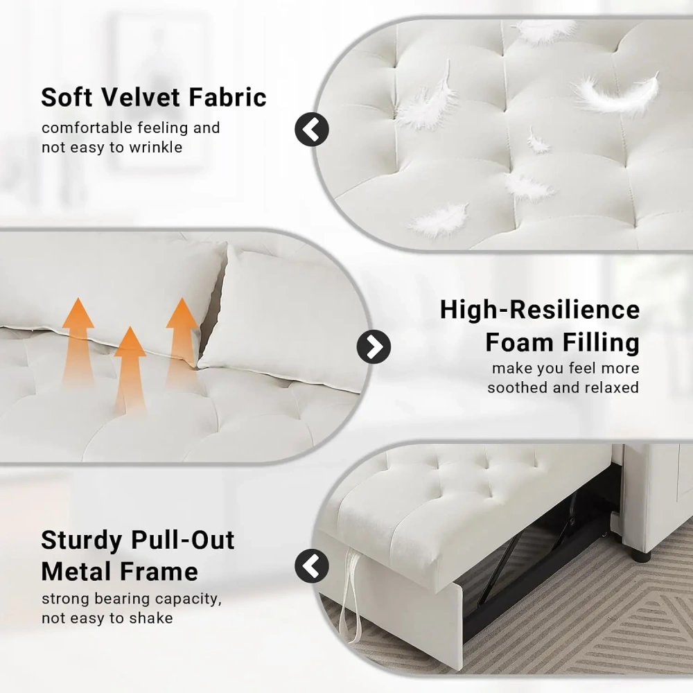 Sofá cama convertible 3 en 1, sofá cama extraíble con respaldo ajustable en 3 niveles