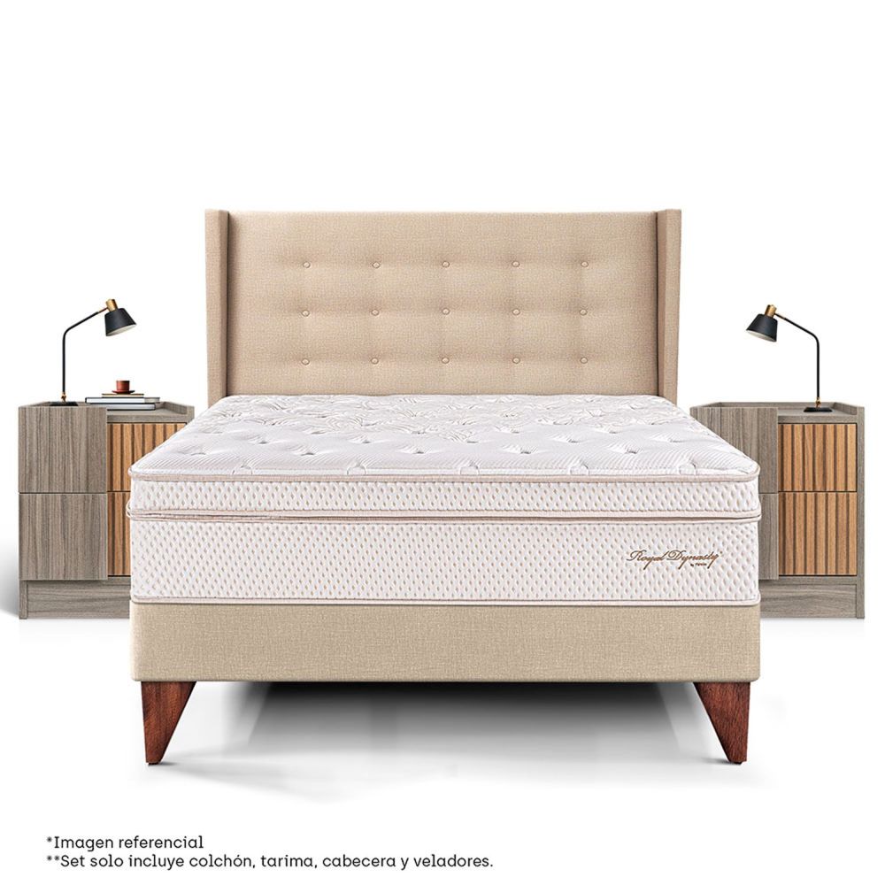 2 Plz + 2 Veladores + 2 Almohadas Viscoelásticas + Protector