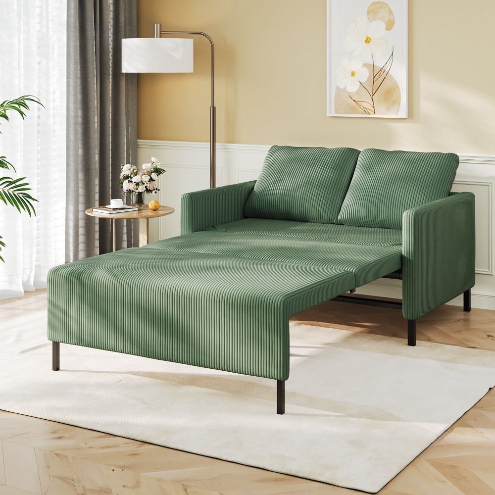 Sofá Cama Convertible de Chenille, Loveseat para 2 Personas con Brazos Modernos