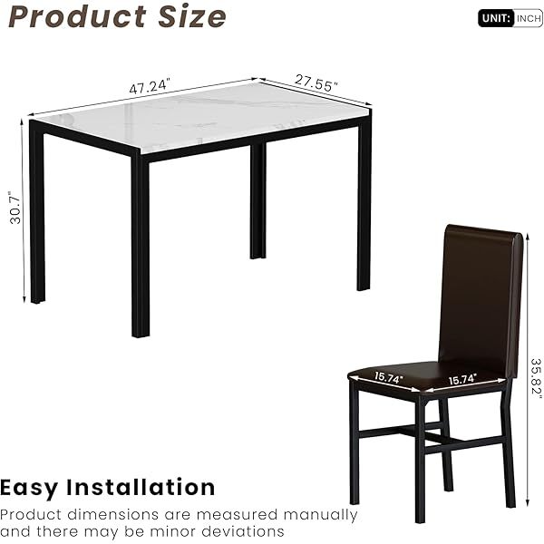 Comedor moderno de 7 piezas para 6 personas, mesa de vidrio templado y sillas de cuero sintético