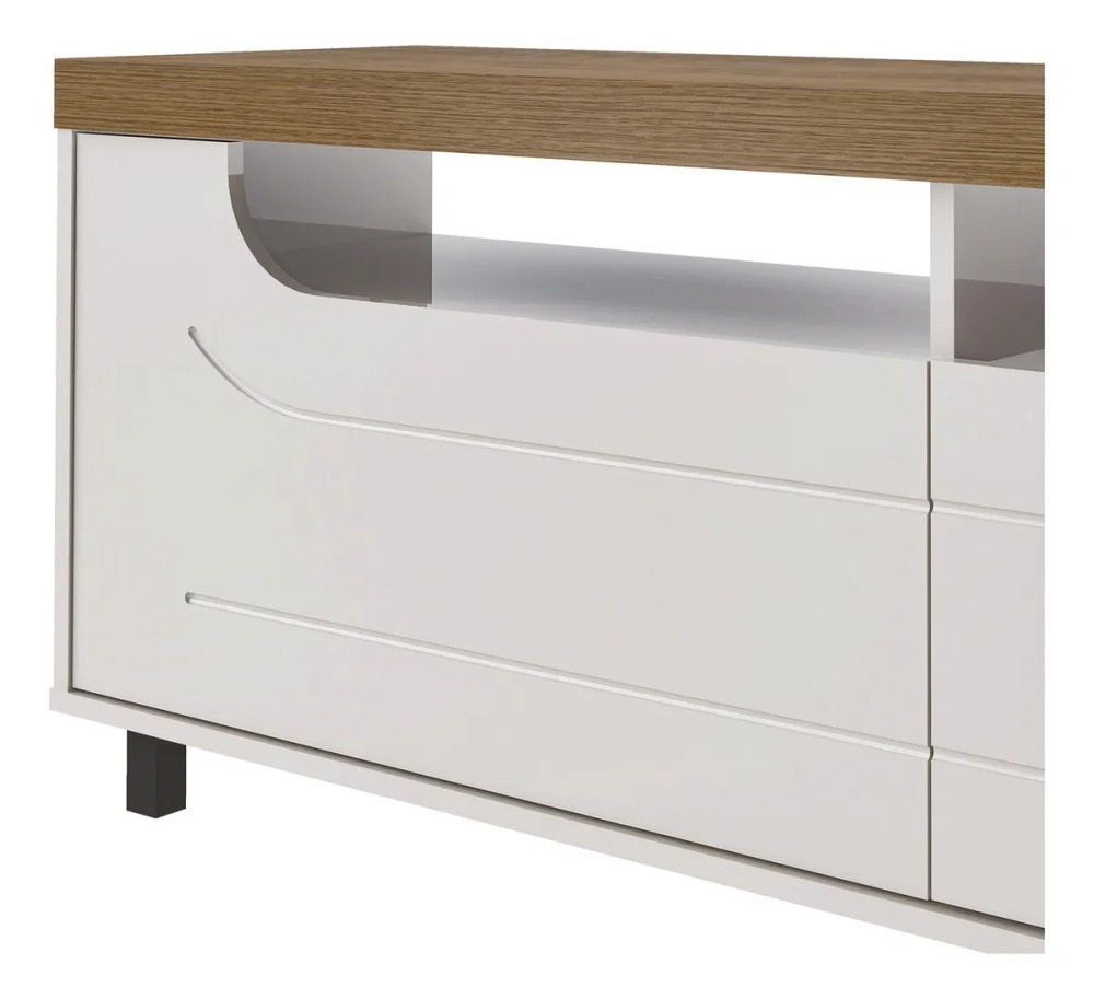 Mueble Para Tv 75 En Mpd 200cm Con Soporte Pino Con Blanco