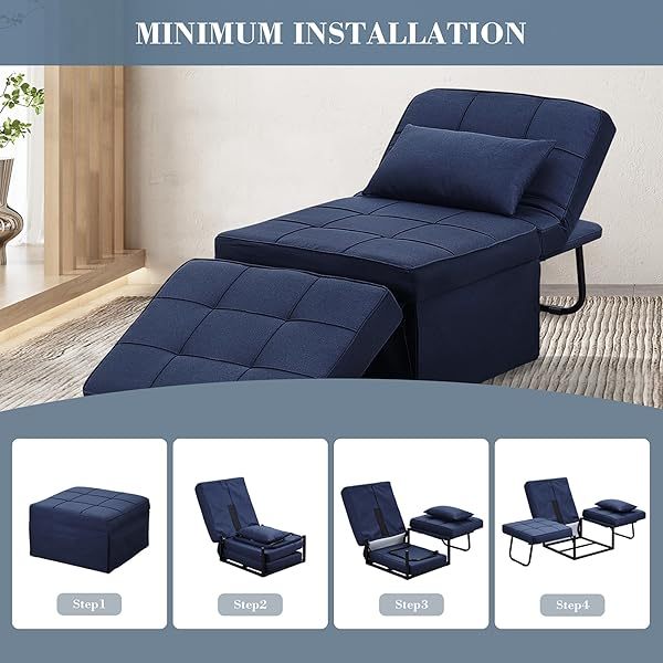 Sofá cama convertible, sillón cama futón multifuncional 4 en 1