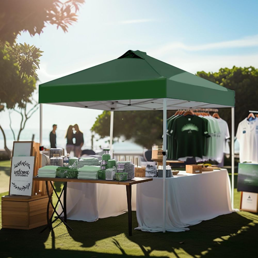 PHI VILLA - Toldo parasol con bloqueo UV de 4 x 4 m con kits de herramientas, pantalla de cenador para patio al aire libre, eventos de jardín, marrón