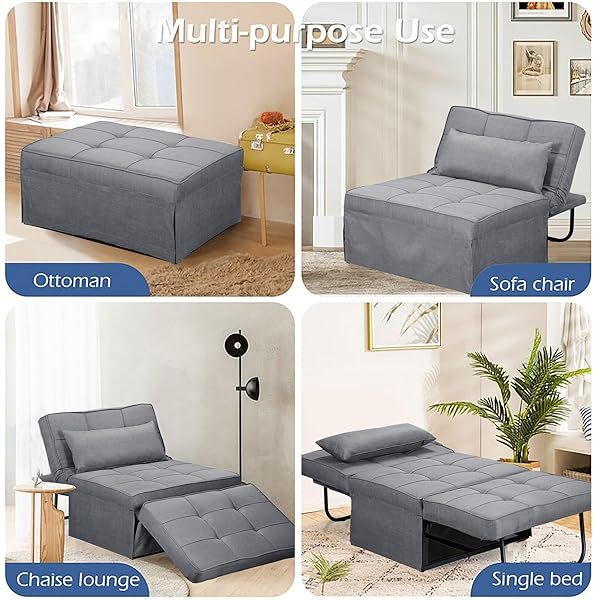 Sofá cama convertible, sillón cama futón multifuncional 4 en 1
