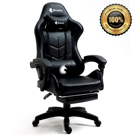 Silla Gamer Ergonómica Dreizt Shine Series Blanco/ Negro Con Posapies Reclinable