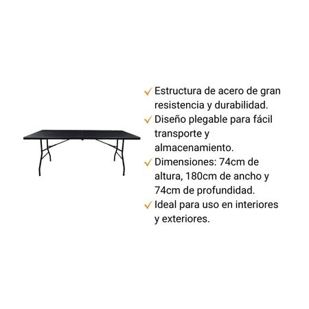 Mesa Catering Plegable Negro 180cm