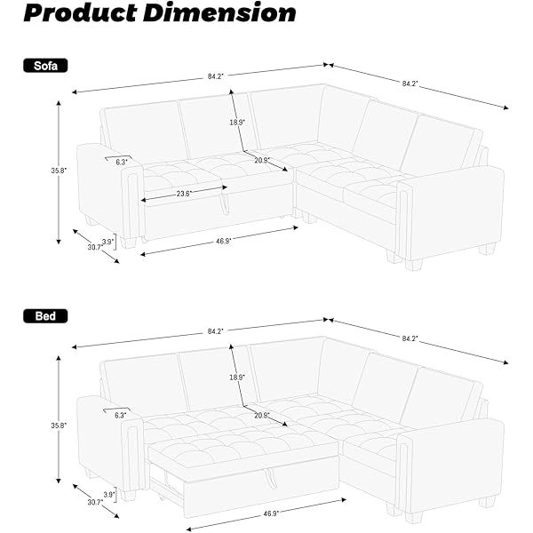 Sofá cama modular seccional con sofá cama extraíble Sofá cama modular de dos plazas