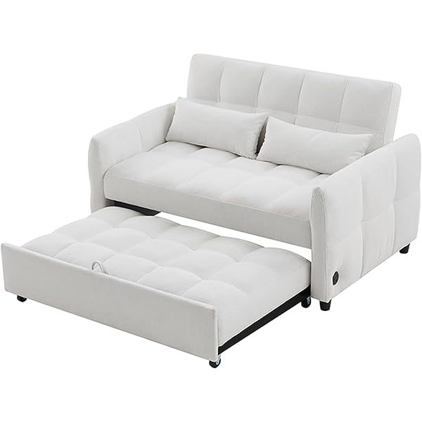 Sofá cama convertible de 52,8" con dos plazas, sofá cama capitoné 3 en 1