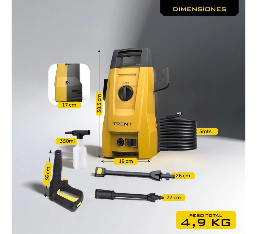 Hidrolavadora Electrica Hlt203 1400w Alta Presion 1600 Psi 110 Bar Con Accesorios