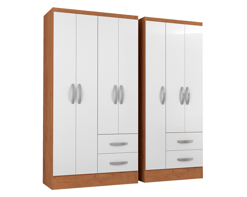 Clóset 4 puertas 2 cajones + Clóset 3 puertas 2 cajones Bicolor