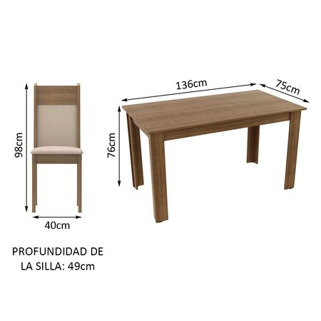 Juego de Comedor  Cali Mesa Tapa Madera con 4 Sillas