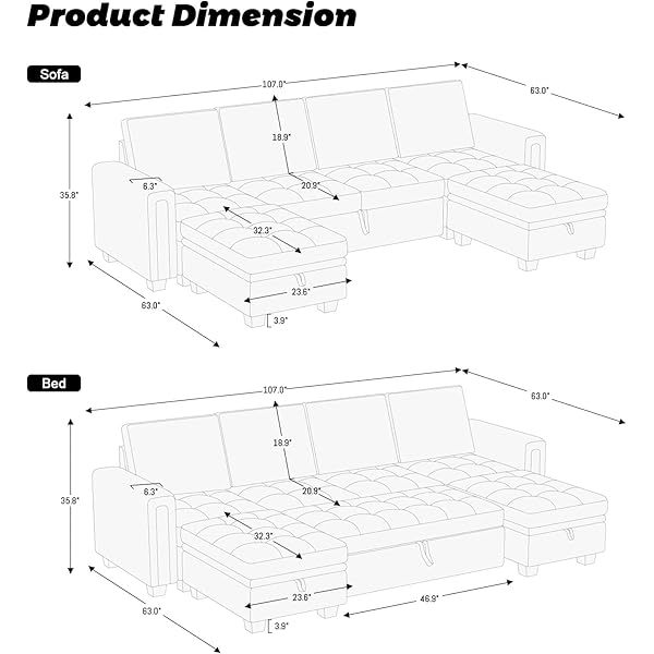 Sofá cama modular seccional con sofá cama extraíble Sofá cama modular de dos plazas
