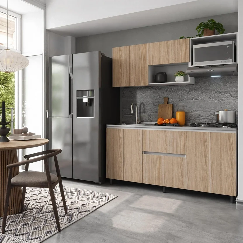 Cocina Integral 1.80 Metros  Incluye Mesón Poceta Izquierda con 4 Fogones a Gas