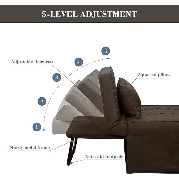 Sofá cama convertible, sillón cama futón multifuncional 4 en 1