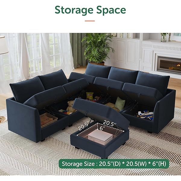 Sofá cama modular seccional con espacio de almacenamiento Sofás cama seccionales de terciopelo