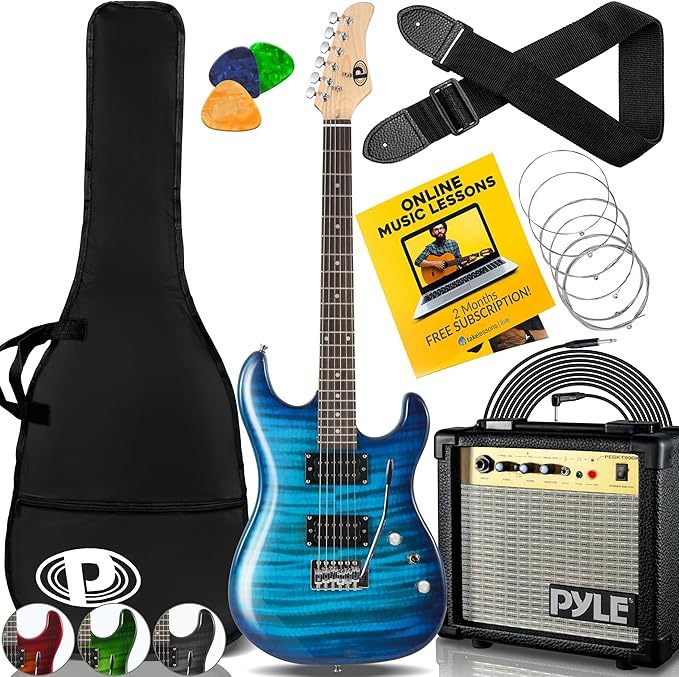 Guitarra Eléctrica con Amplificador, Madera Maciza, Incluye Accesorios Ideal para Principiantes, Tamaño Completo, Humbucker, 3 Vías, Rojo Madera