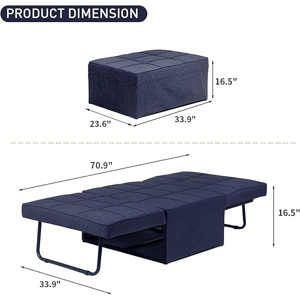 Sofá cama convertible, sillón cama futón multifuncional 4 en 1