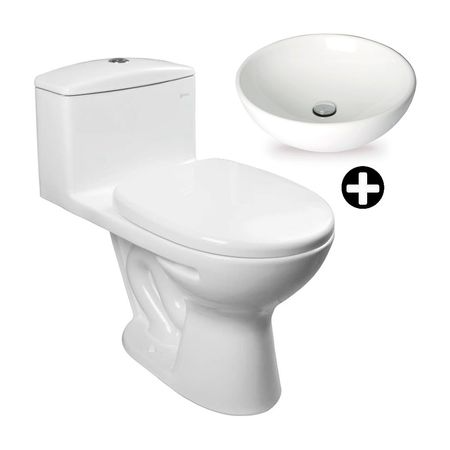 Inodoro One Piece Ibiza Blanco + Ovalín para sobreponer Bari Blanco Vainsa