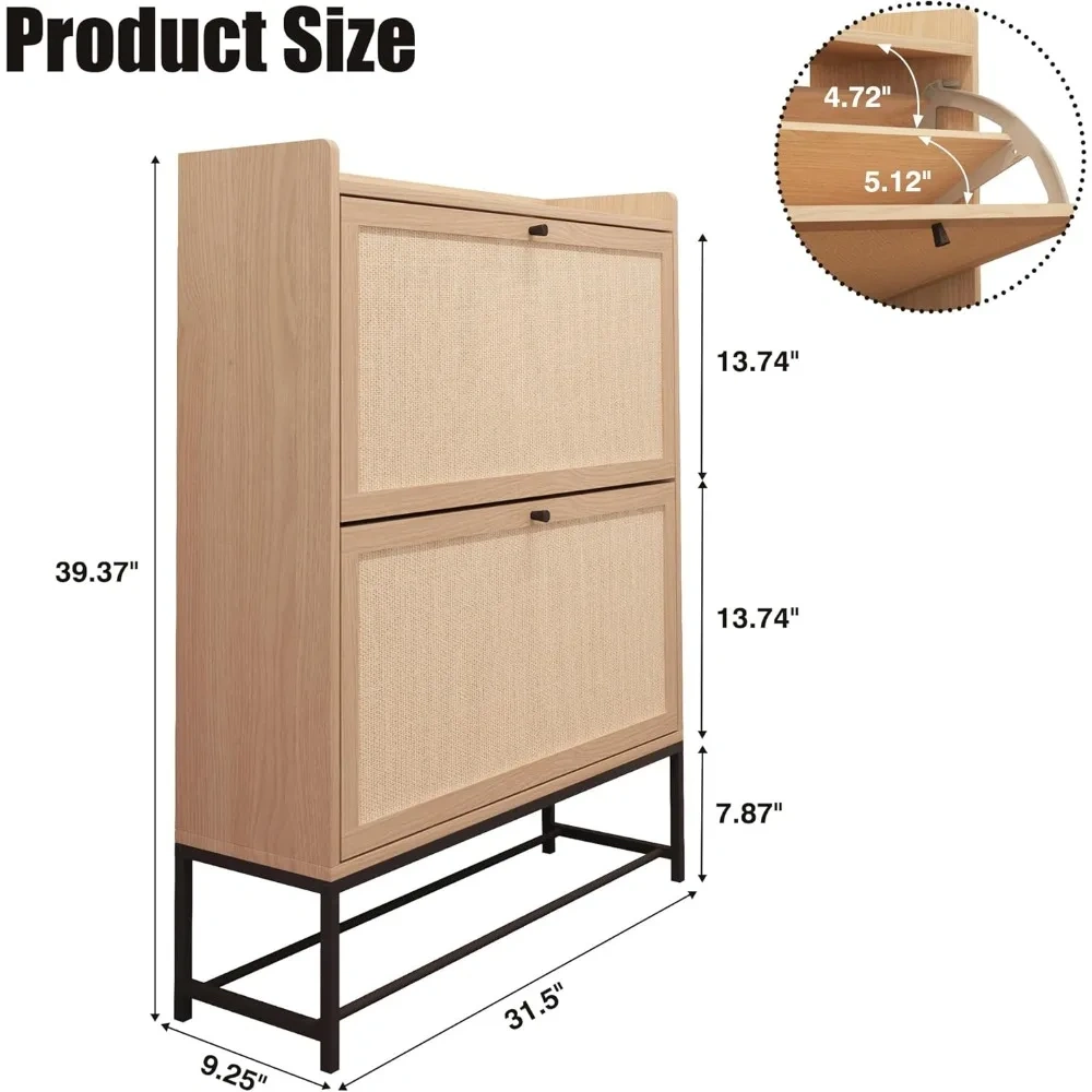 Freestanding Shoe Cabinet  Flip Drawers - Modern Narrow Organizer for Hallway, Bedroom, and Entryway