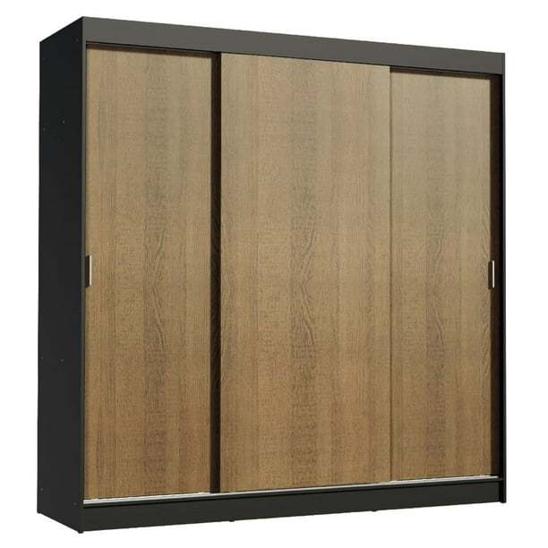 Ropero Closet  3 Puertas Corredizas Negro/Marrón