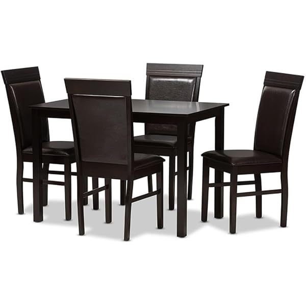 Juego de comedor de 5 piezas en color marrón oscuro