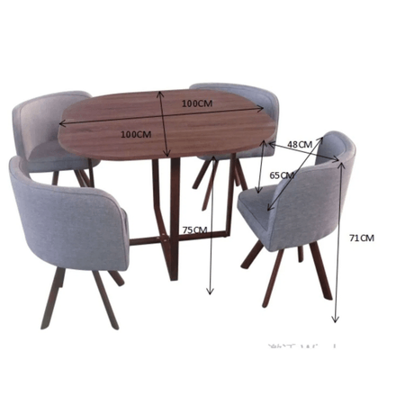 Juego de Comedor Ahorra Espacio 4 Sillas Gris