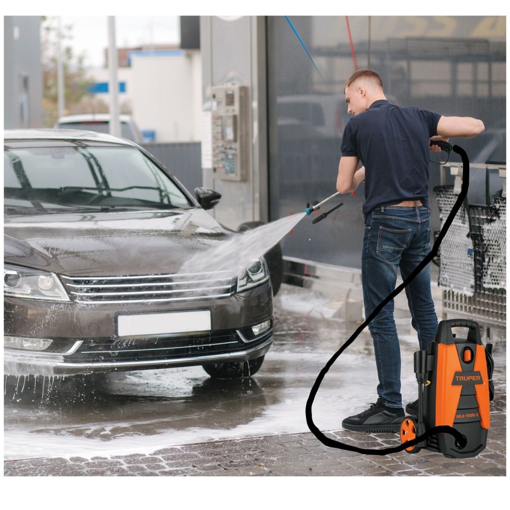 Hidrolavadora portátil Truper 1500 PSI + manguera 10m conectores click